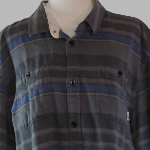Vans Men's Blue & Gray Stripped Long-Sleeve Button-Up Shirt Size XL (C1004) - Picture 1 of 7
